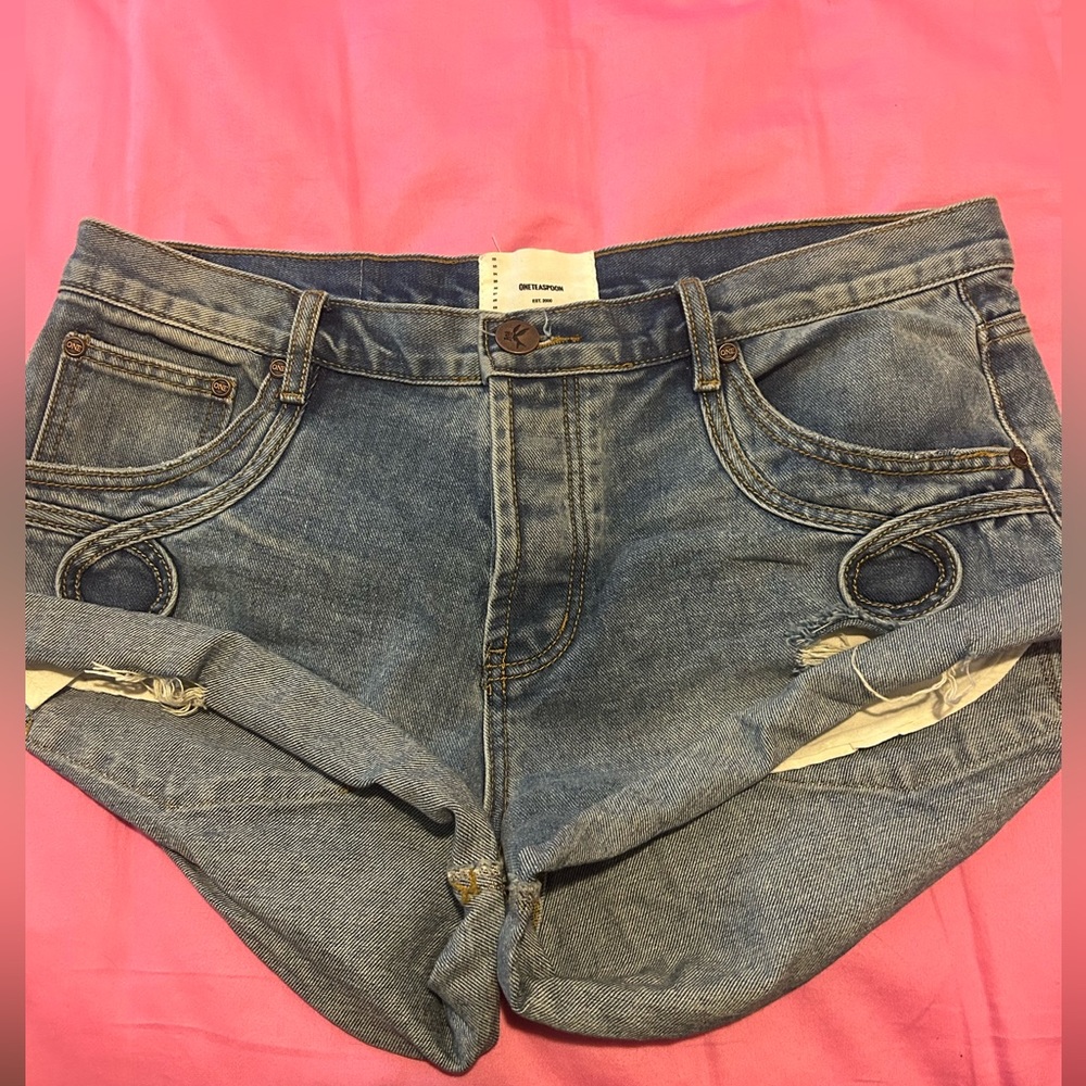 One Teaspoon Bandits Low Waist Short in Sunbleach Blue